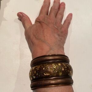 Vintage Gold and Brown Bangle Bracelet